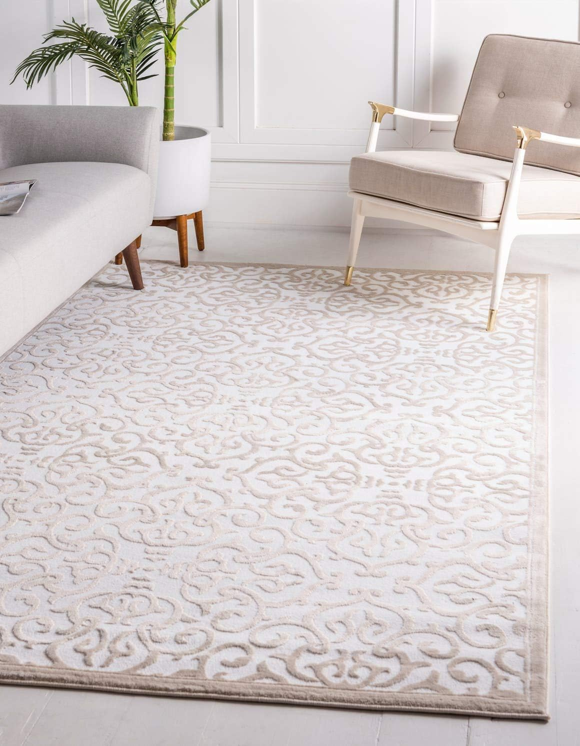 Unique Loom Rushmore Collection Area Rug - Johnson (2' x 3' 1" Rectangle Snow White/Beige)