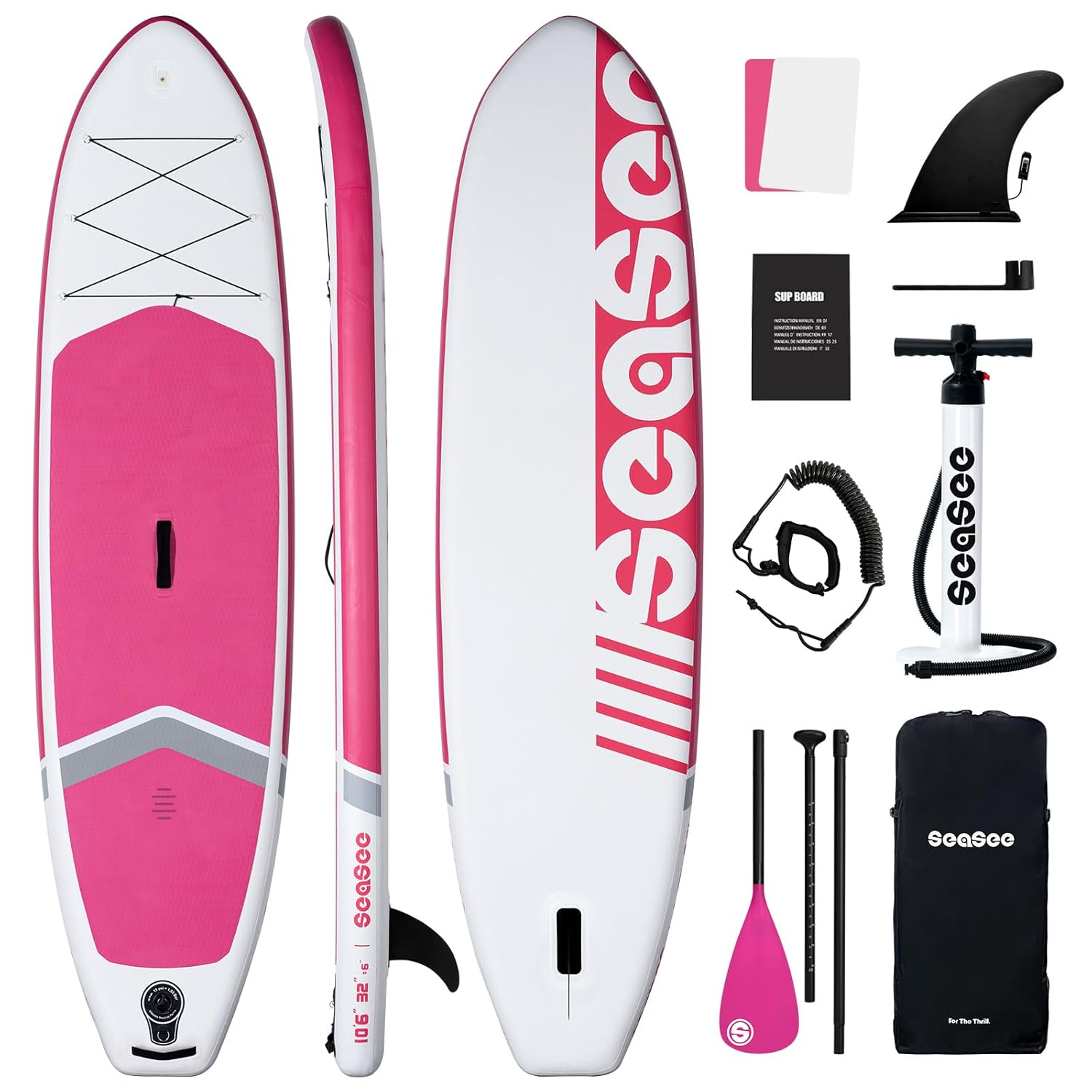 Inflatable Stand Up Paddle Board with Sup Board Accessories, Durable, Lightweight,Wide Stable Design,Wide Non-Slip Deck, Non-Slip Comfort Deck Pink Paddle Board for Women & Girls