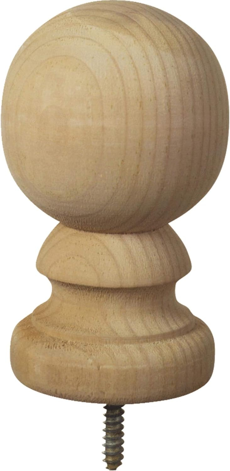 Natural White Pine Ball Top Post Cap for 4" x 4" Posts