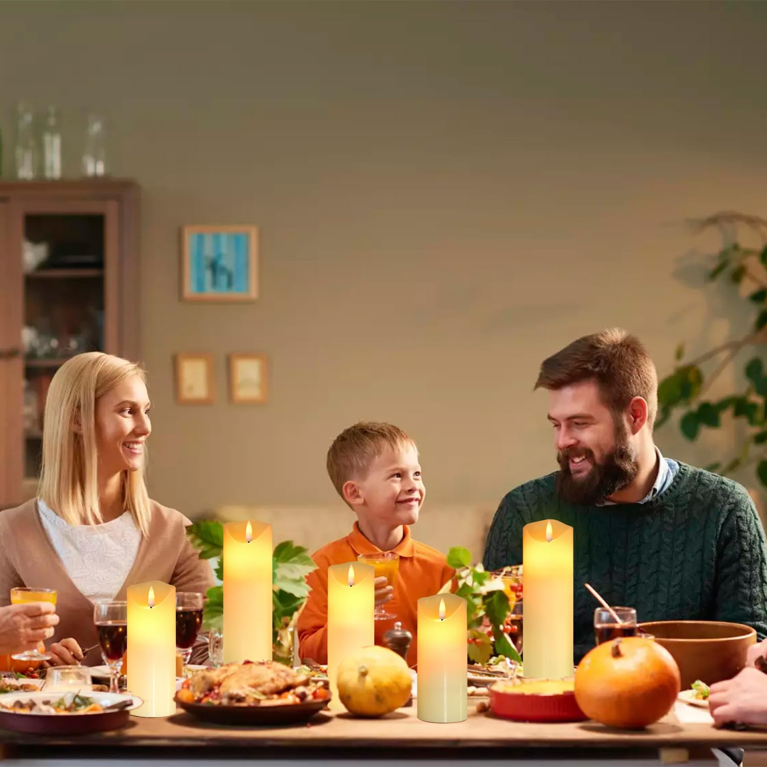 Da by Flameless Candles LED Pillar Candles ，Battery Operated Candles Wich Remote and Timer, Flickering LED Candles,Real Wax,Set of