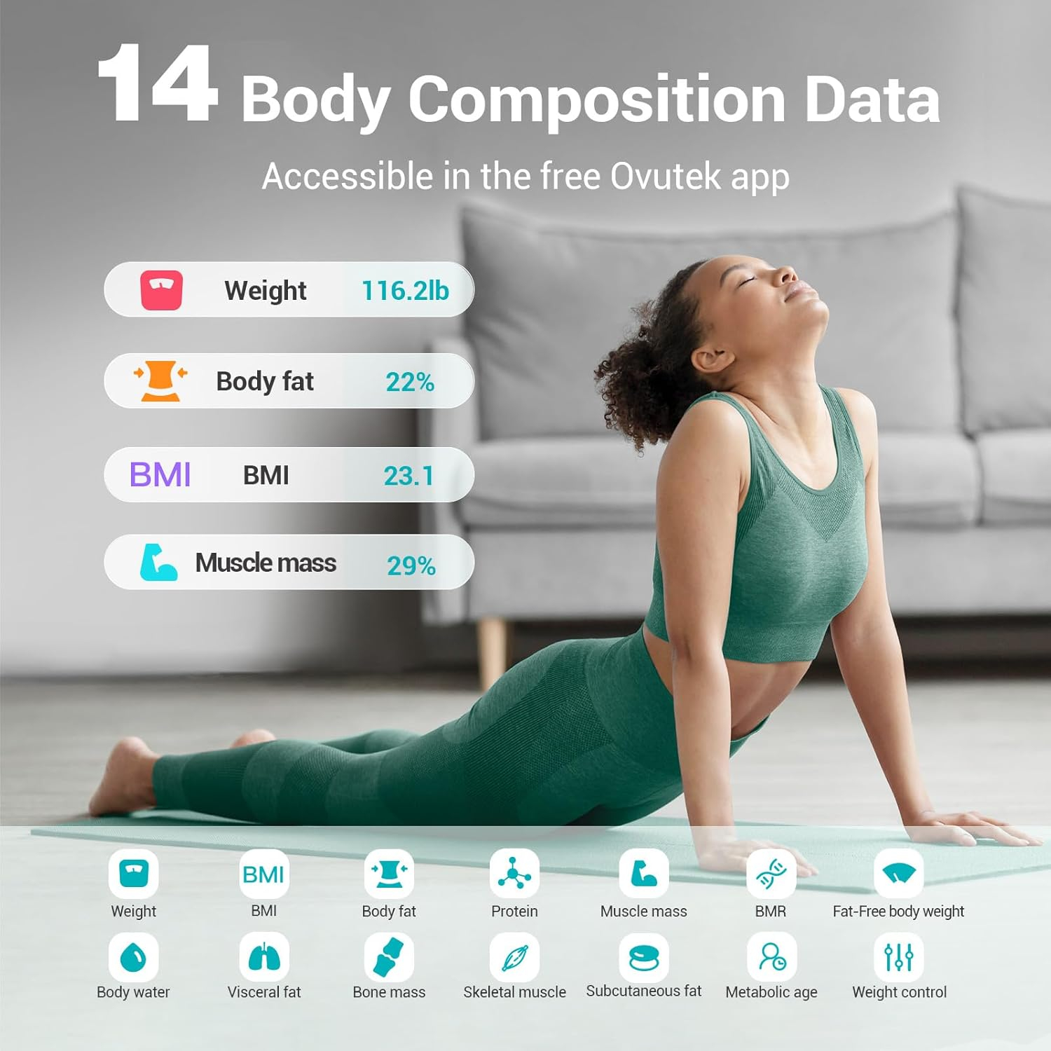 Smart Scale for Body Weight, Digital Bathroom Scale BMI Weighing Body Fat Scale, Accurate Body Composition Scale Monitor for People's Health with Smartphone App, Compact Size, 400lb