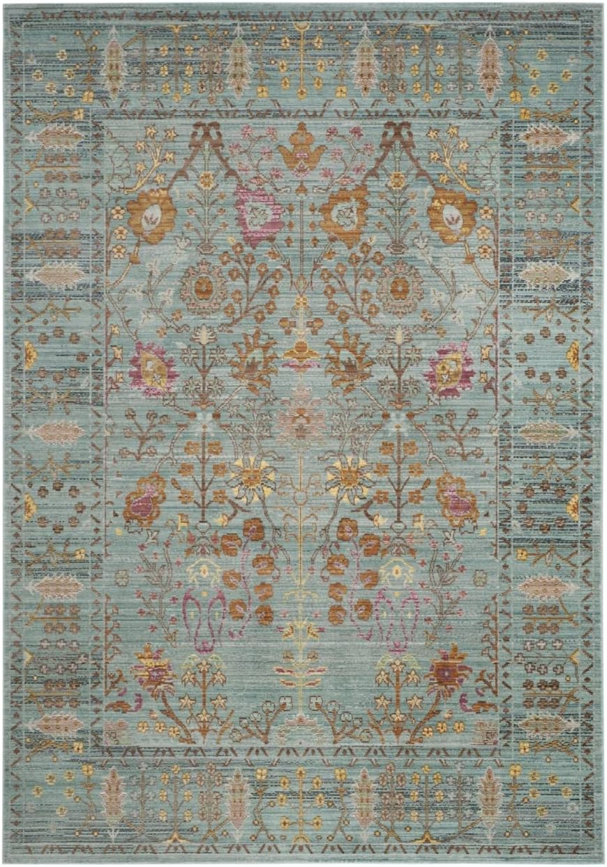 SAFAVIEH Valencia Collection Area Rug - 5' x 8', Steel Blue, Boho Chic Distressed Design, Non-Shedding & Easy Care, Ideal for High Traffic Areas in Living Room, Bedroom (VAL108S)