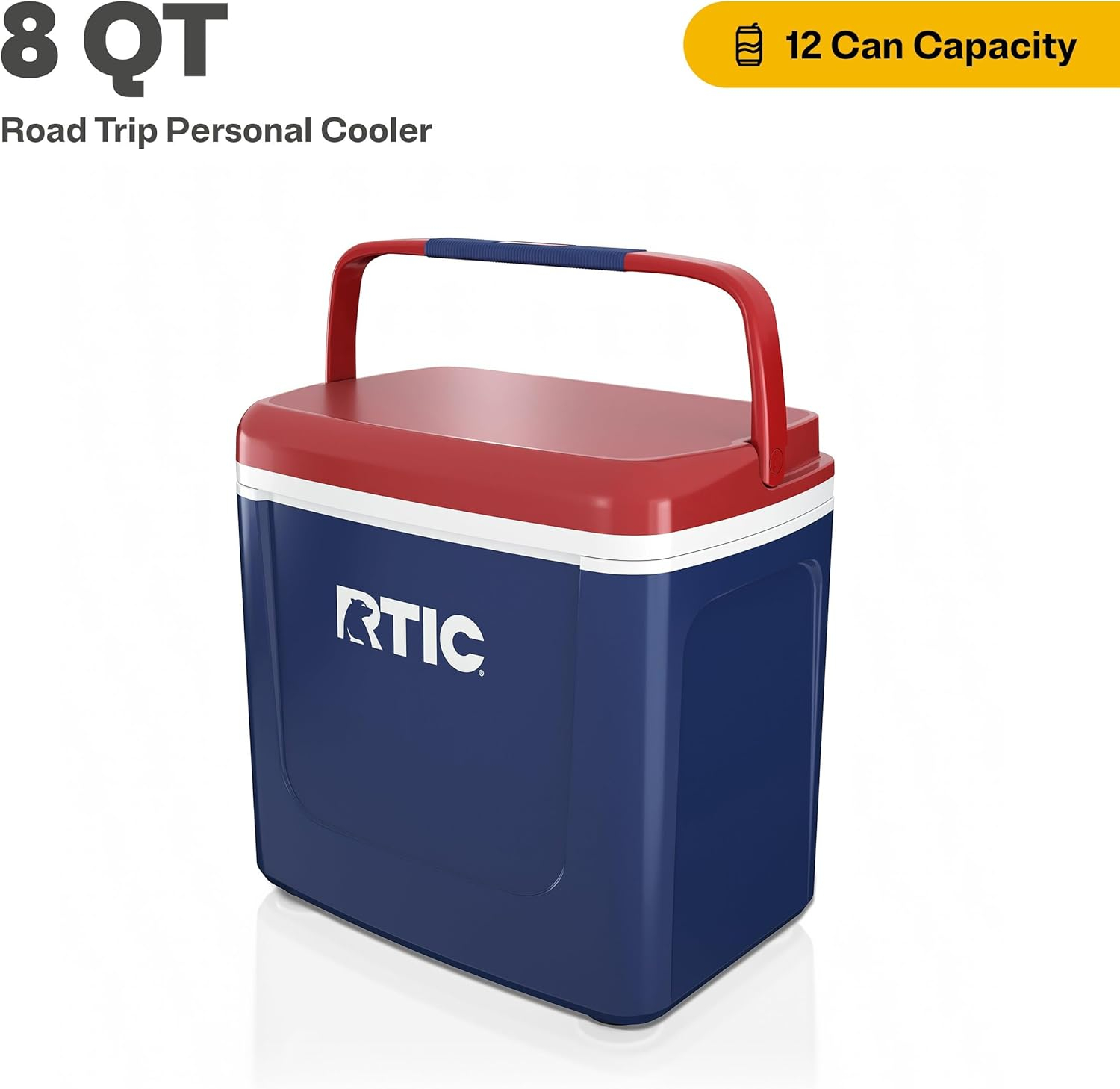 RTIC Road Trip Personal Cooler, 8 QT, 12 Can Hard-Sided Ice Chest Cooler, Patriot