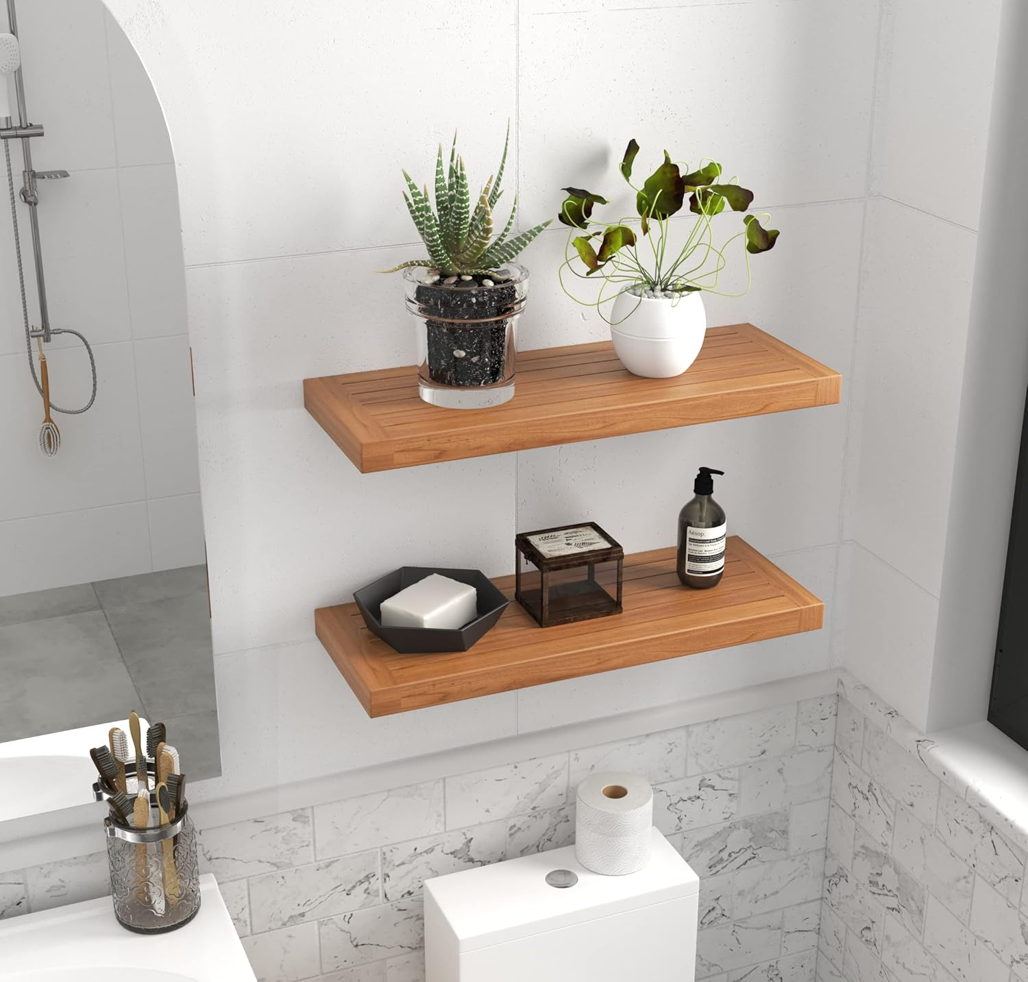Aqua Teak Moa Teak Floating Shelf