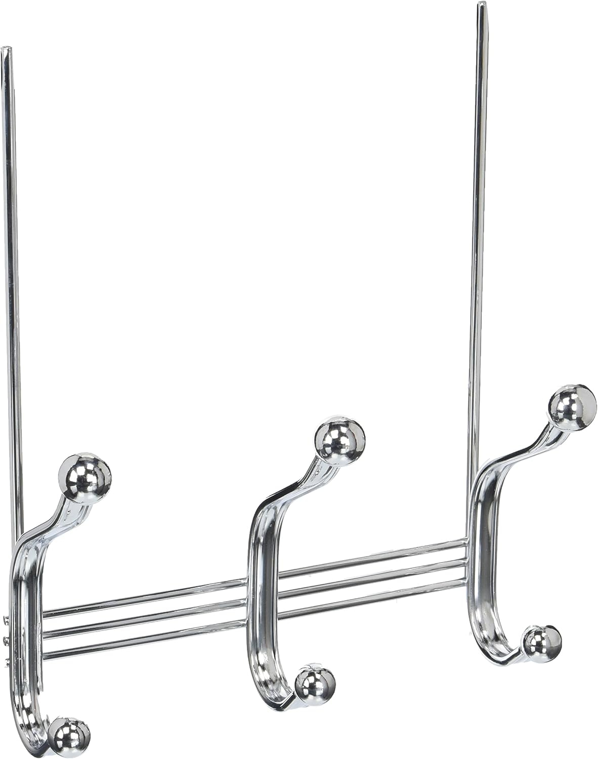 iDesign York Lyra Steel Over-The-Door 6-Hook Storage Rack - 8.38" x 5.25" x 11", Chrome