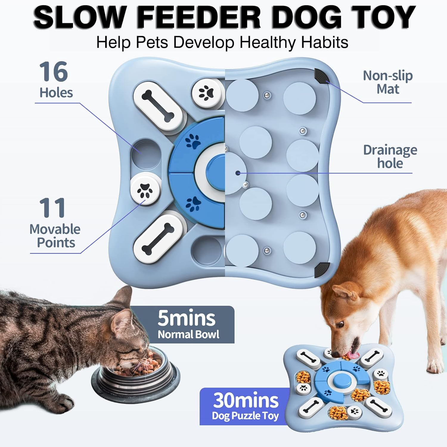 Dog Puzzle Toys, Interactive Dog Toys for Large Medium Small Smart Dogs, Dog Enrichment Toys Dog Mentally Stimulation Toys for Training, Dog Treat Chew Toy Gifts for Puppy & Cats (Sky Blue)