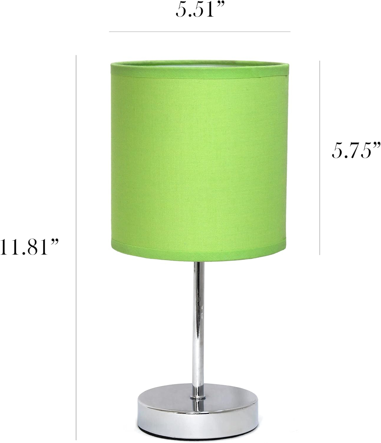 Green Chrome Mini Nightstand Lamp Set with Fabric Shade