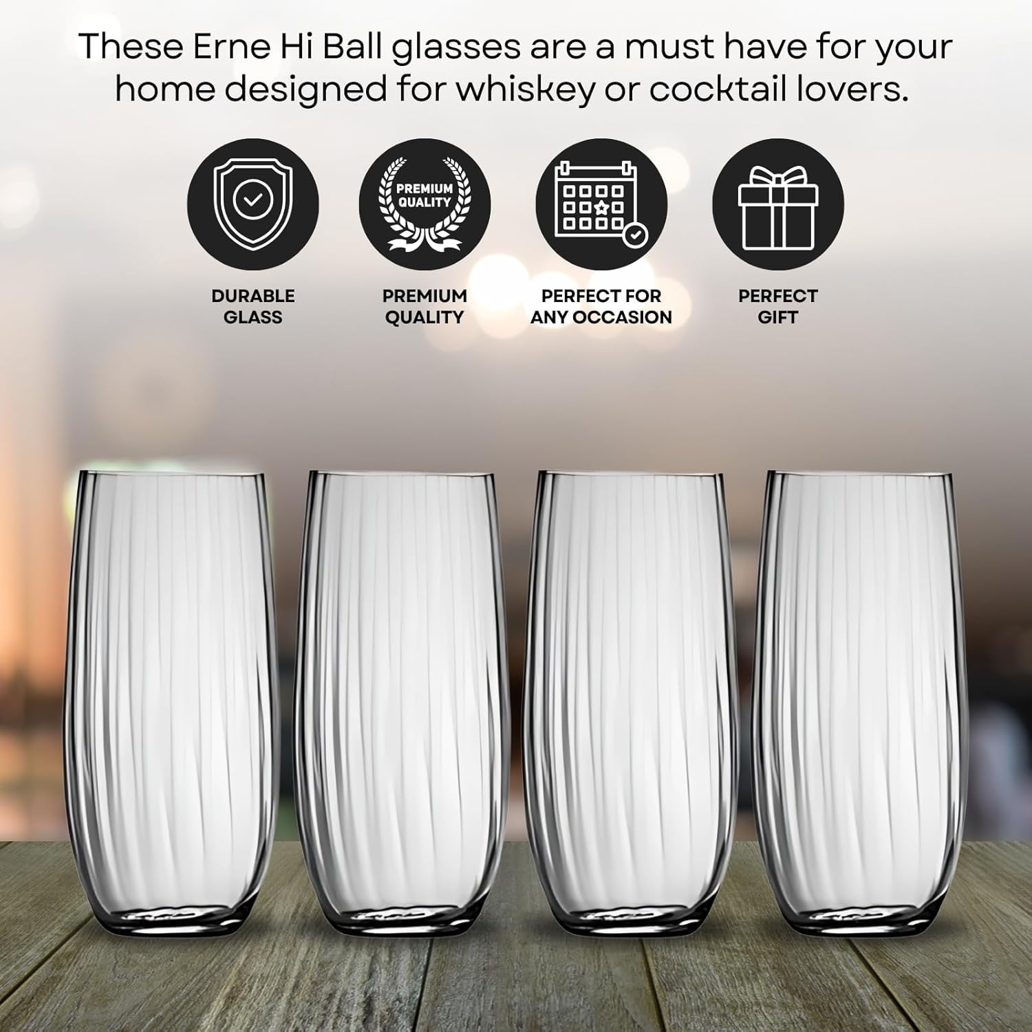 Galway Crystal Erne 14oz. Crystal Highball Glass Set