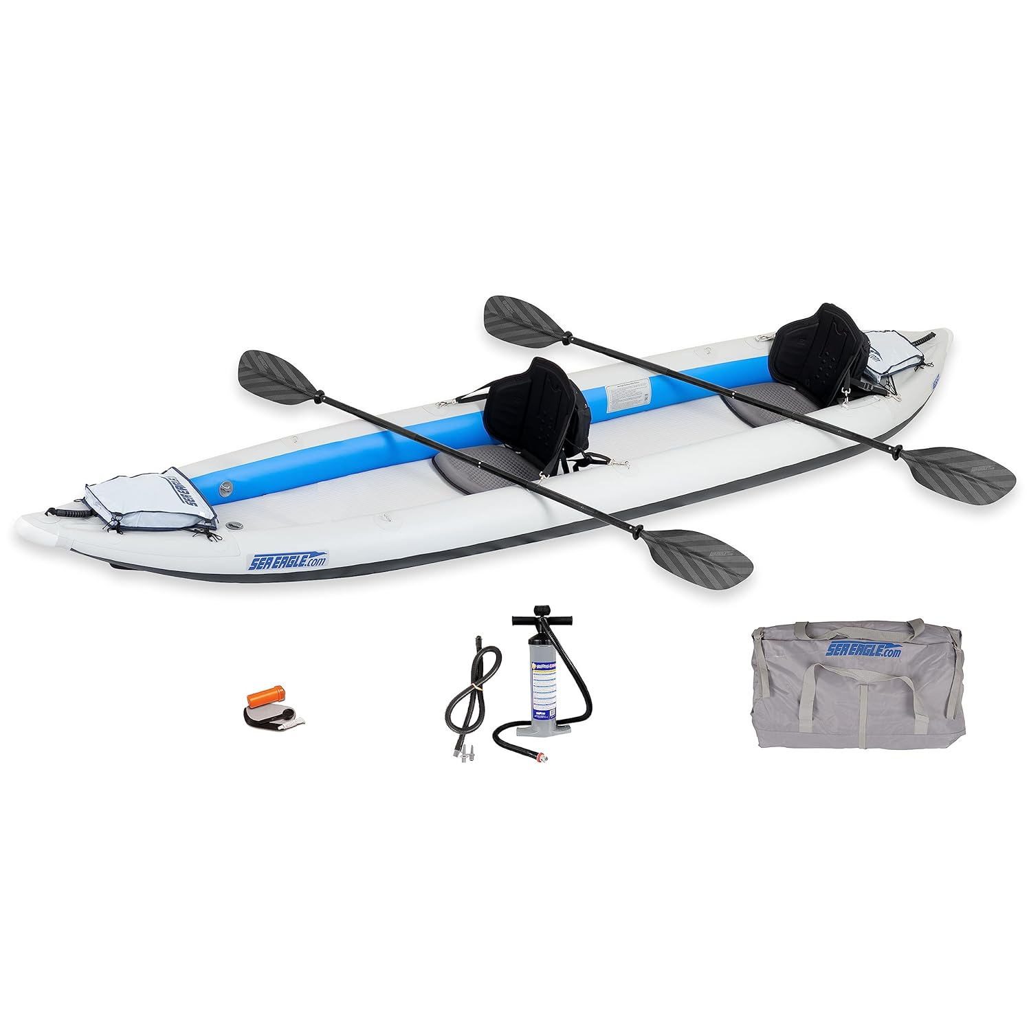 Sea Eagle 465FT Fasttrack Inflatable 15'3" 1-3 Person Touring Kayak with Rigid External keel - Smoother Paddling Experience Light Weight- 2 Person Deluxe Package