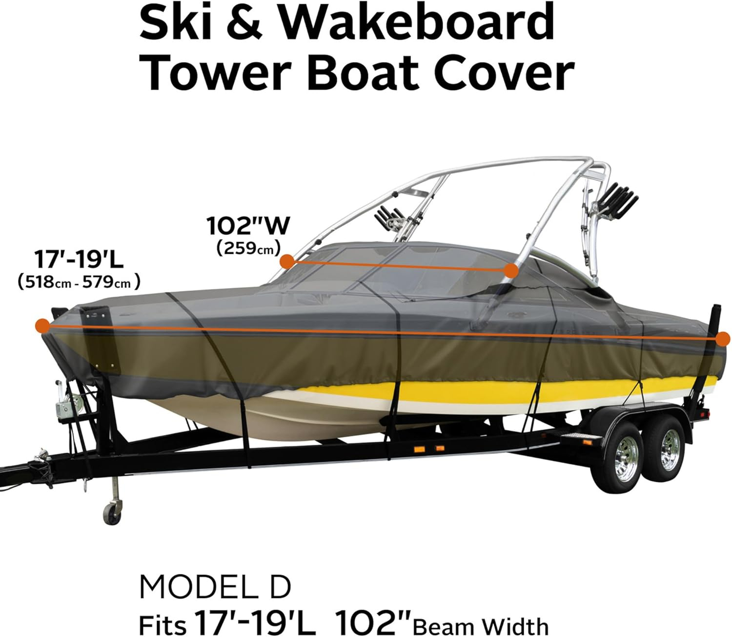 Classic Accessories StormPro Heavy-Duty Ski & Wakeboard Tower Boat Cover, Fits boats 17 - 19 ft long, beam width to 102 in wide