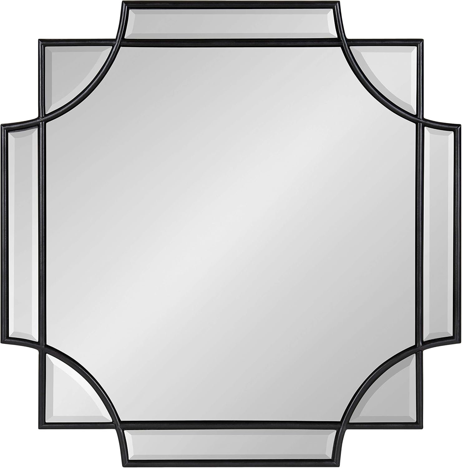 Kate and Laurel Minuette Glam Square Wall Mirror, 24" x 24", Black, Elegant Traditional Home Decor With A Boho Charm