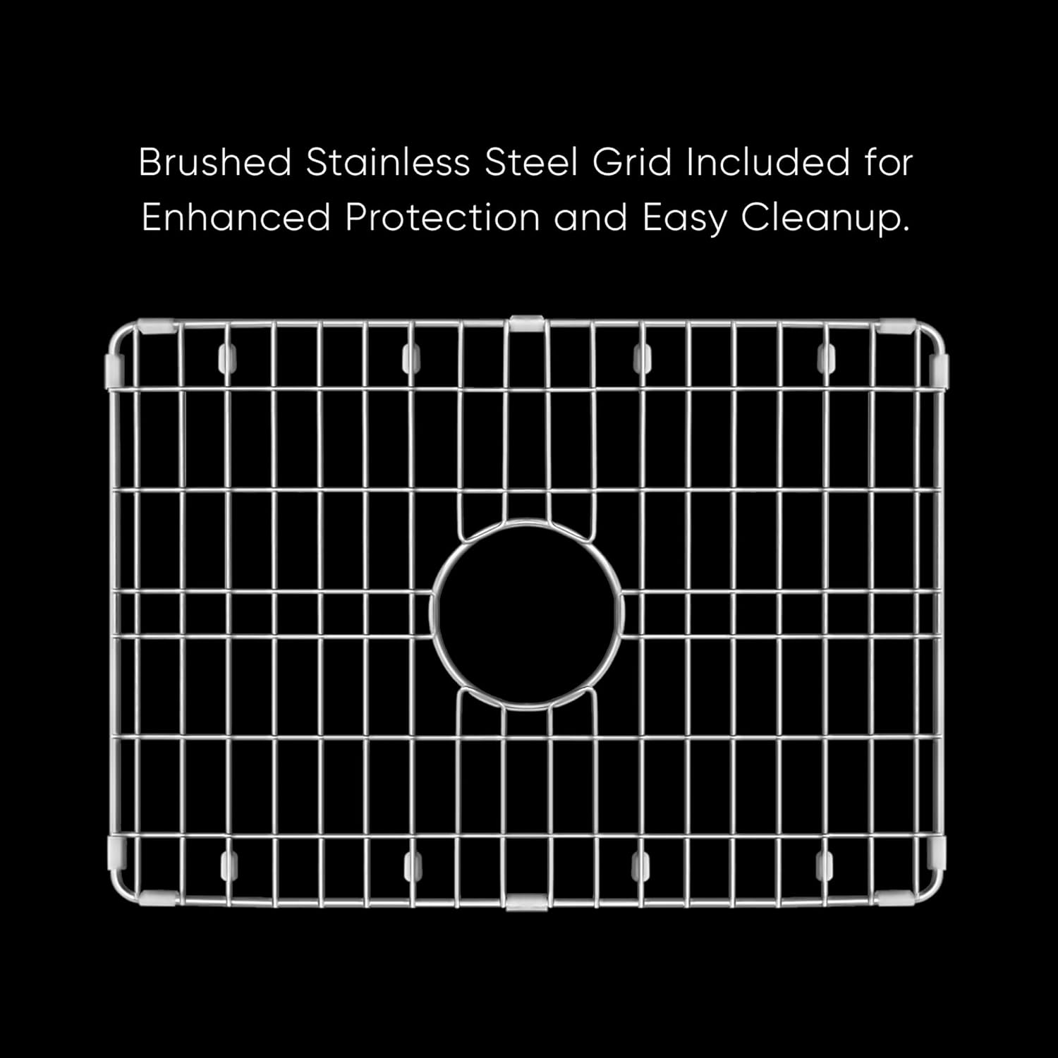 Glossy White Fireclay Drop-in Single Bowl Kitchen Sink with Stainless Steel Grid