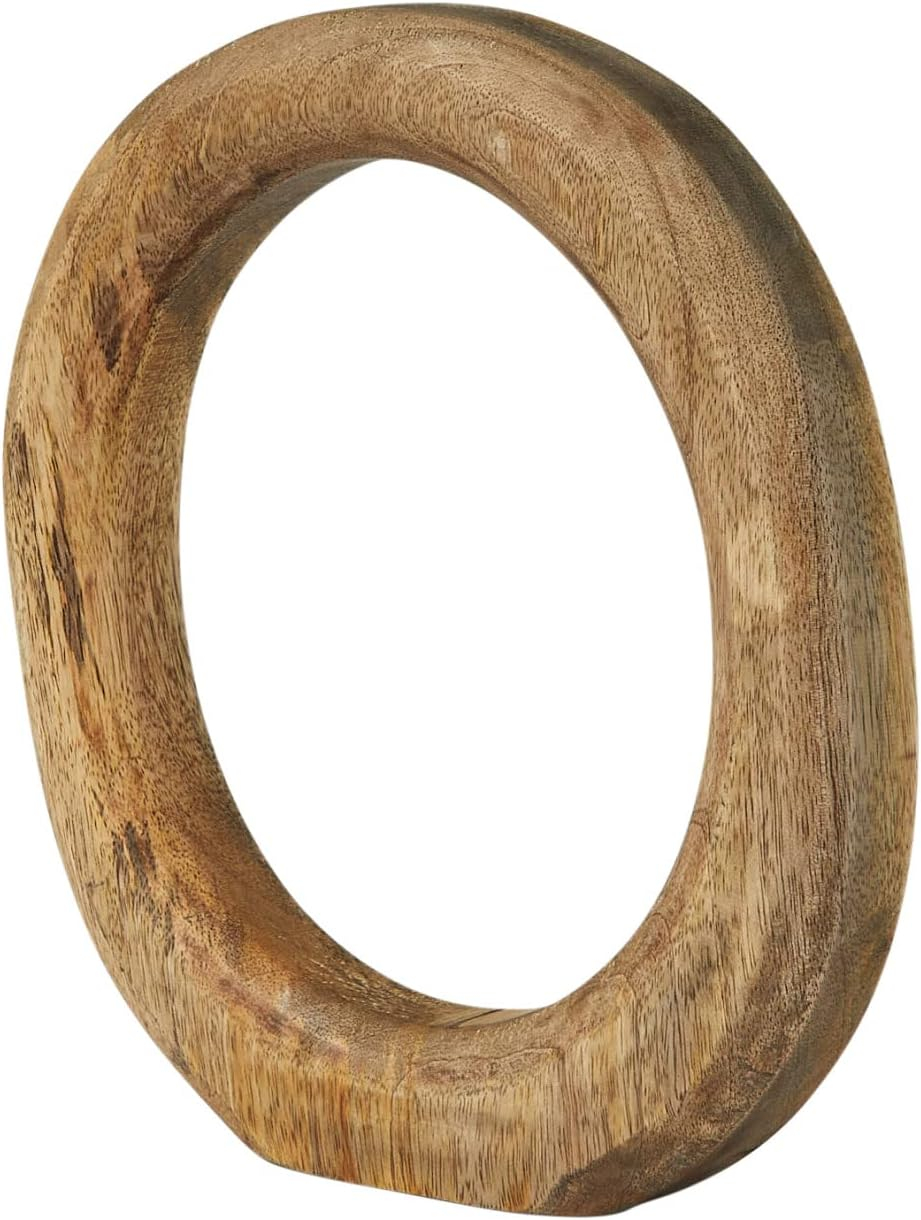 Creative Co-Op Modern Decorative Carved Wood Standing Circle, Natural