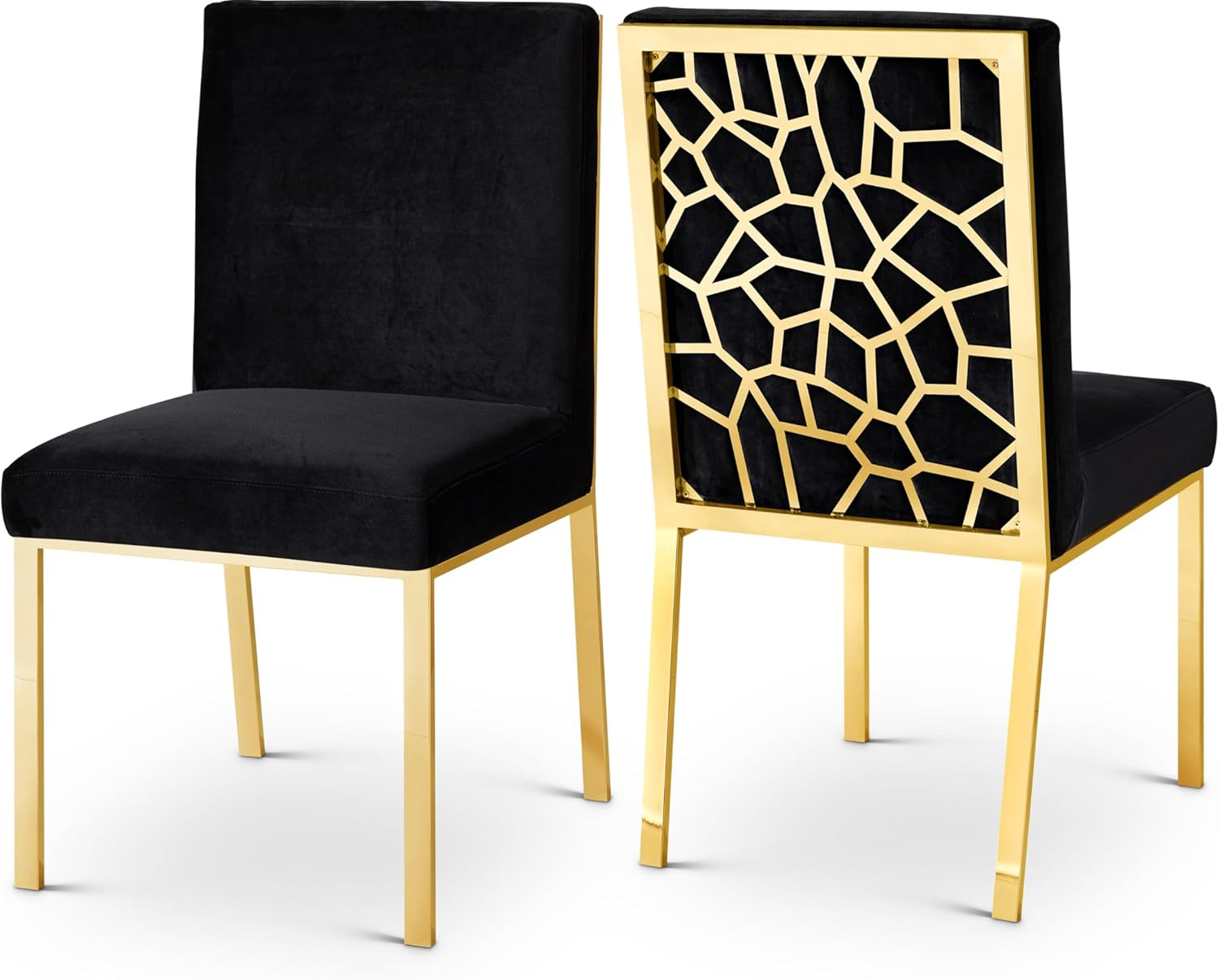 Opal Black Velvet Dining Chair with Gold Metal Frame