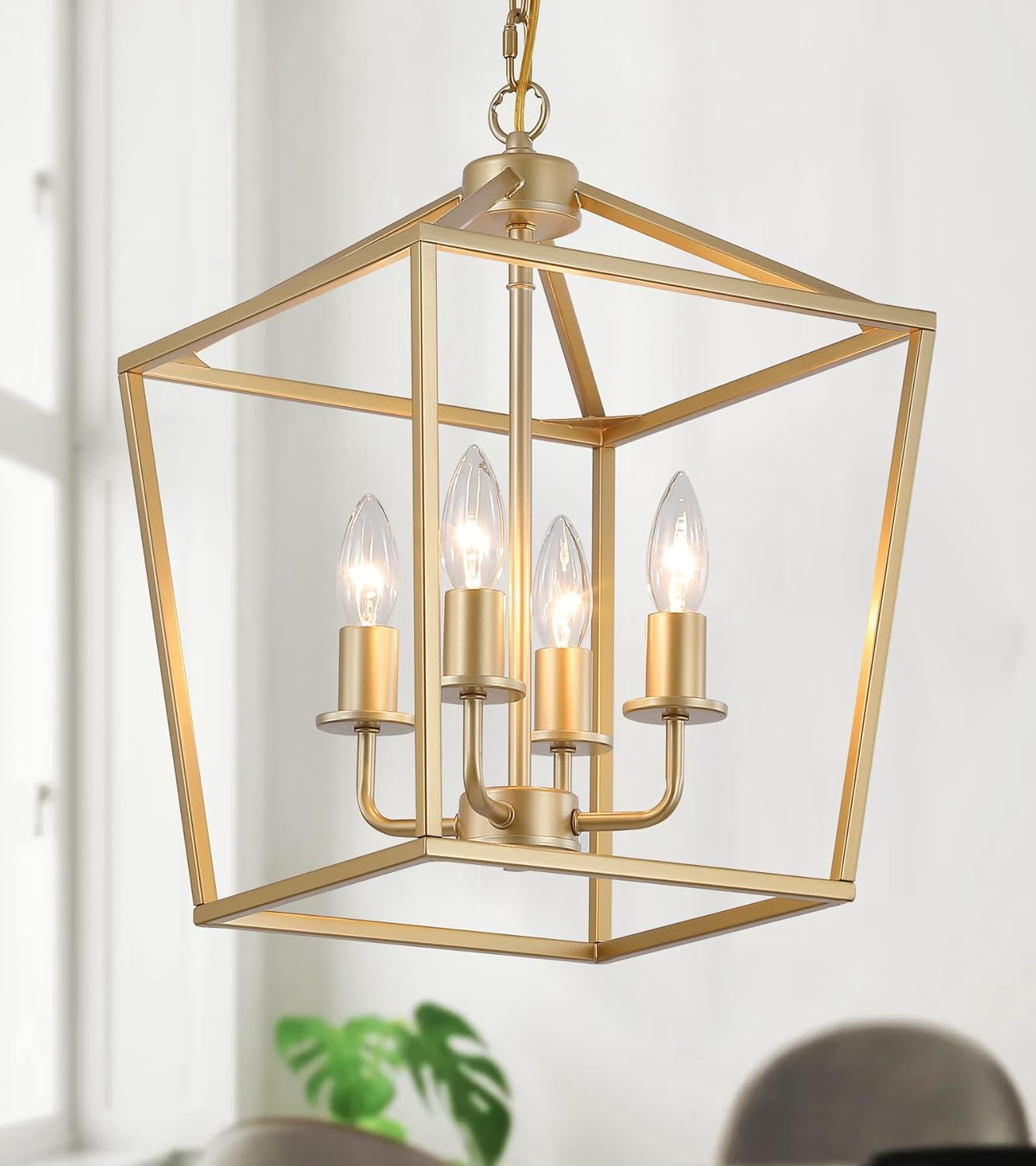 Valentin Gold 4-Light Metal Lantern Chandelier
