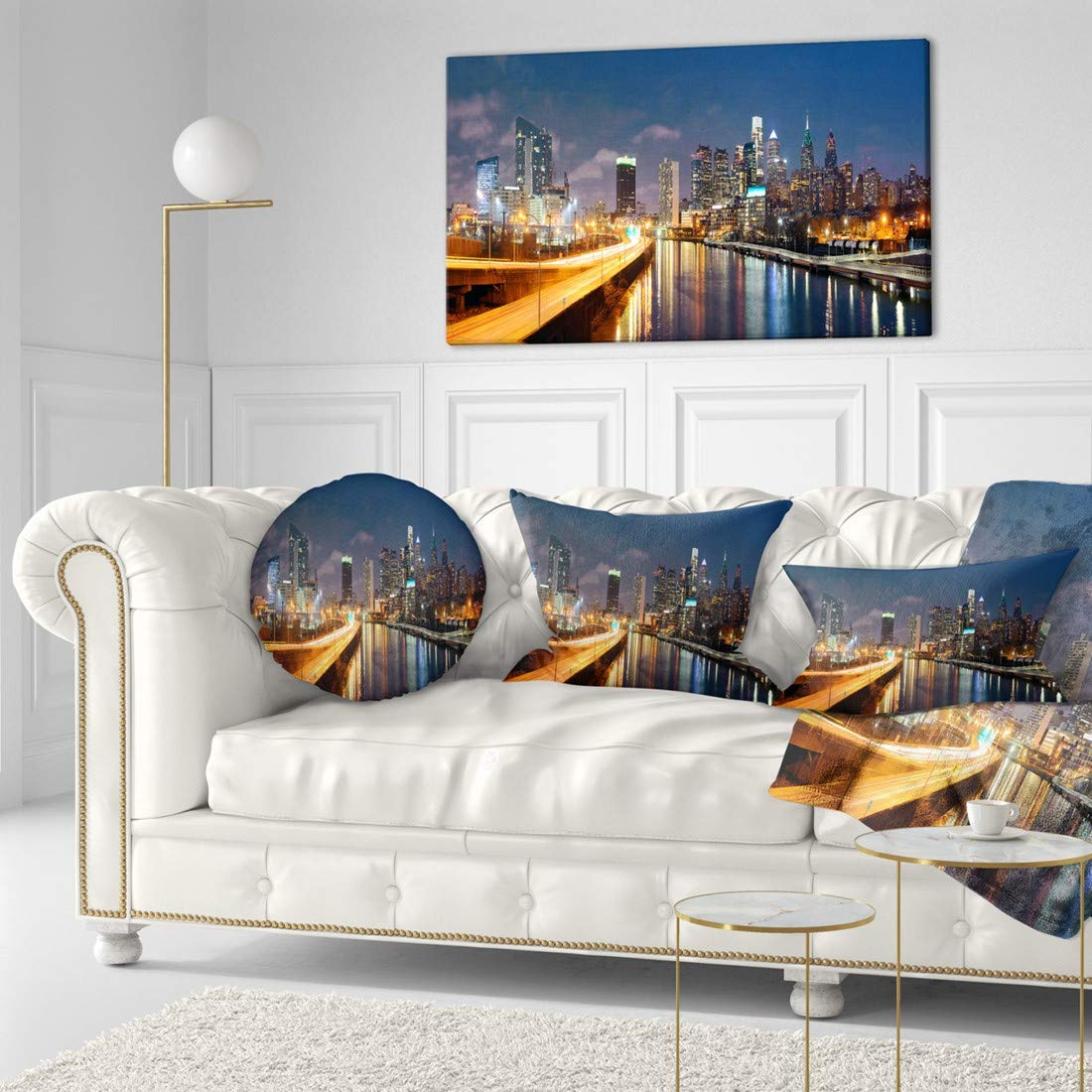 Designart 'Philadelphia Skyline at Night ' Cityscape Canvas Print