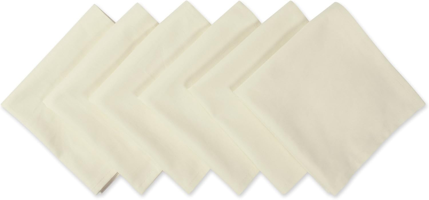 DII Solid Pastel Napkin Set Cotton, Machine Washable, 20x20 Inch, Natural, 6 Count