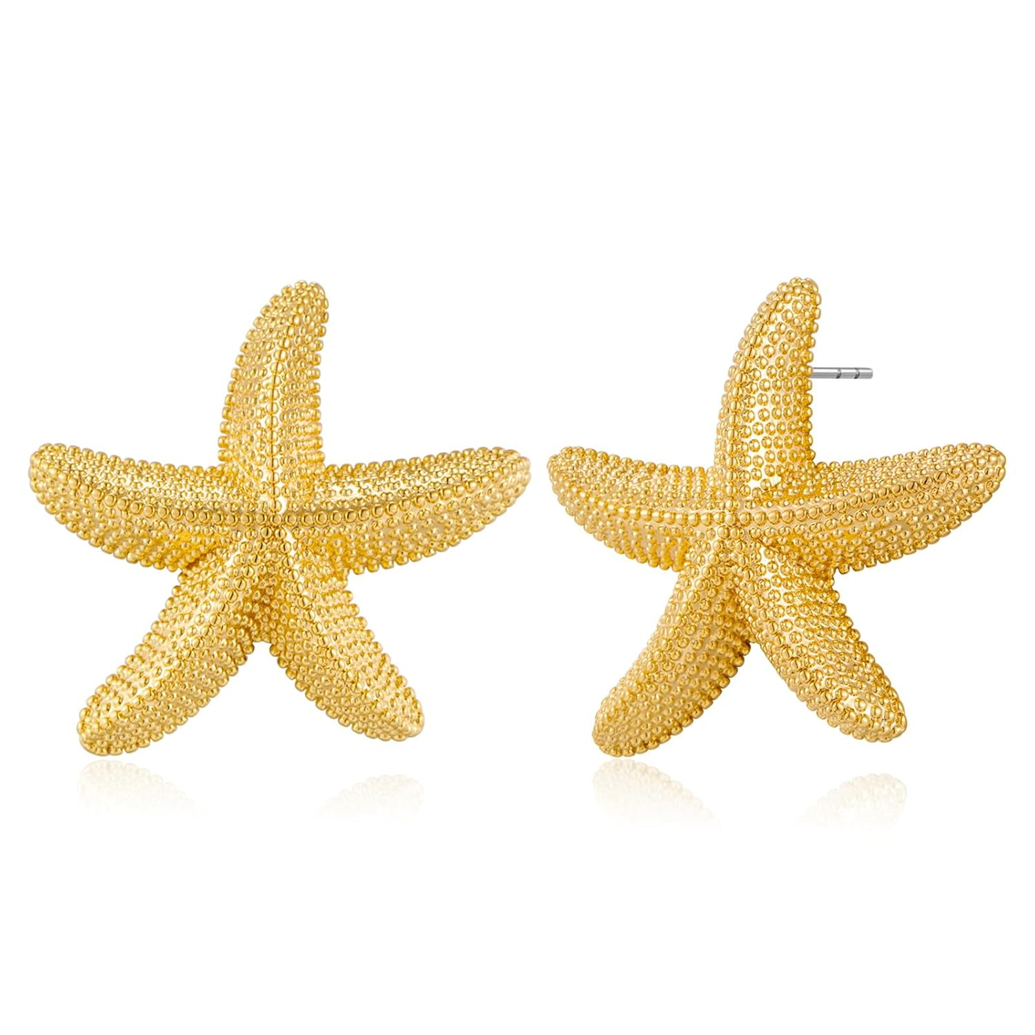 Punk Boho Starfish Earrings Starfish Statement Star Stud Earrings for Women Beach Ocean Summer Jewelry
