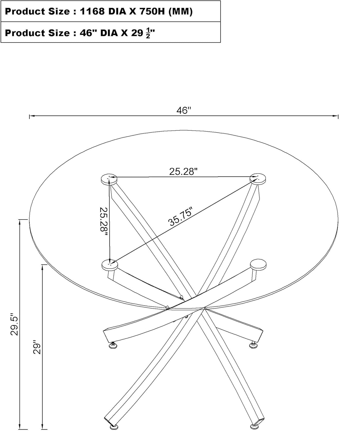 Beckham Round Dining Table Brass and Clear