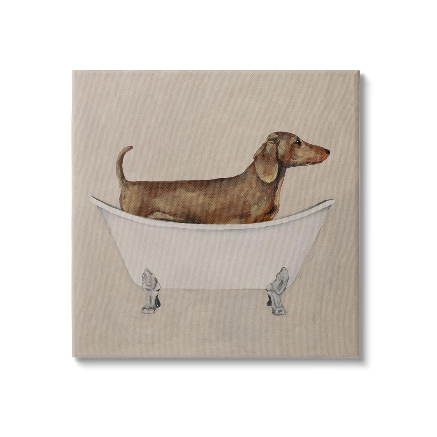 Stupell Industries Dachshund Dog Vintage Bathtub Animals & Insects Painting Gallery Wrapped Canvas Print Wall Art