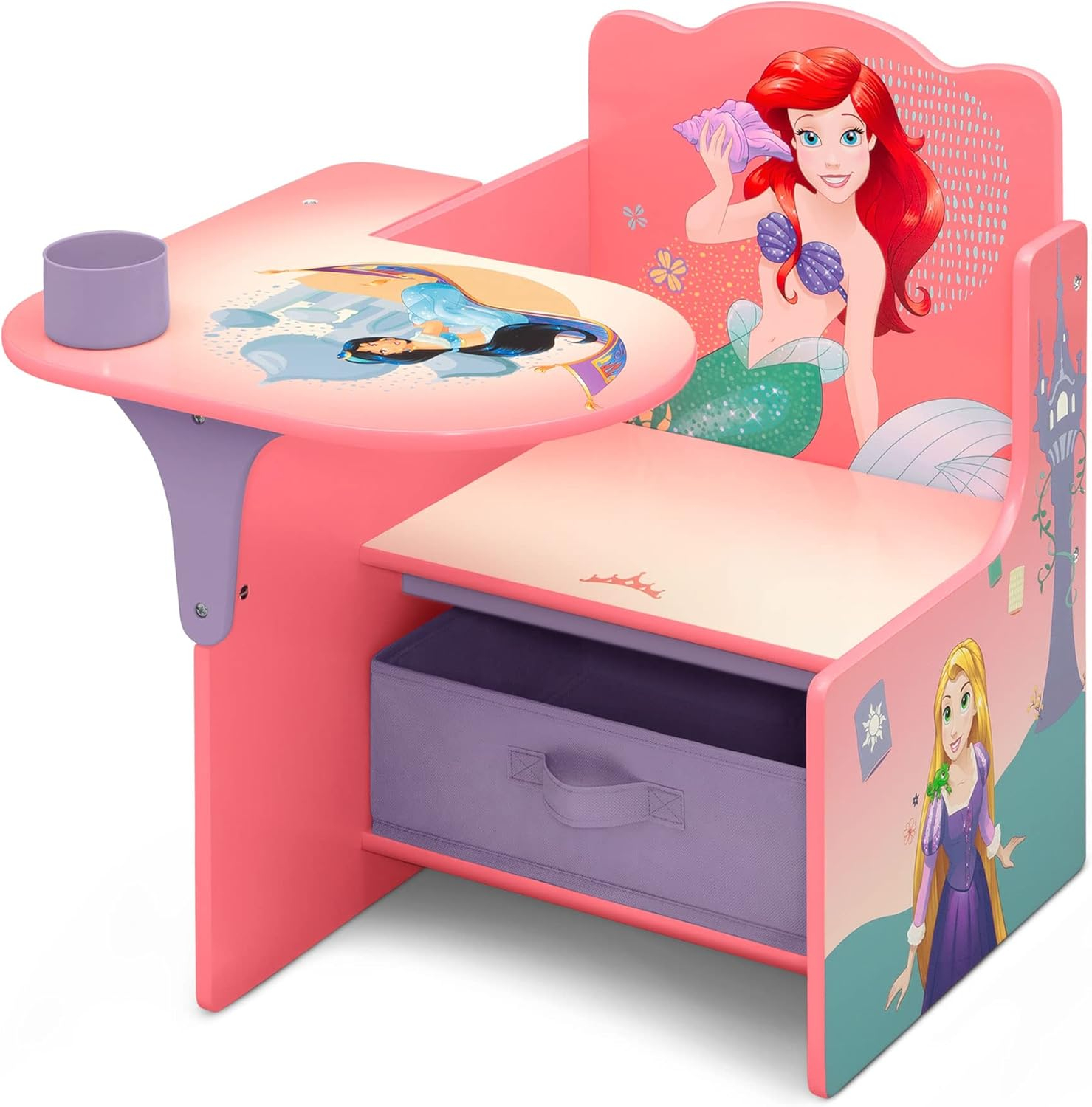 Disney Princess Chair Desk with Storage Bin - Ideal for Arts & Crafts, Snack Time, Homeschooling, Homework & More by Delta Children