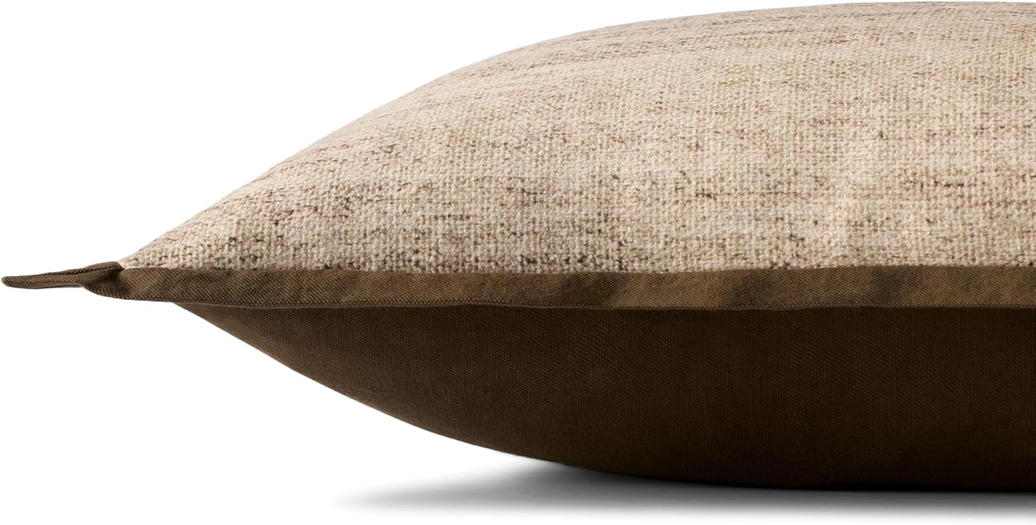 Brown and Ivory Cotton Polyester Rectangular Pillow 16'' x 26''