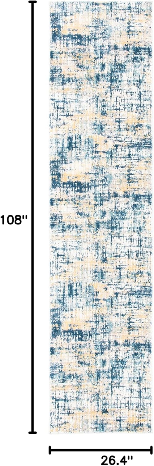 SAFAVIEH Skyler Mandy Distressed Runner Rug, Navy/Gold, 2'2" x 9'