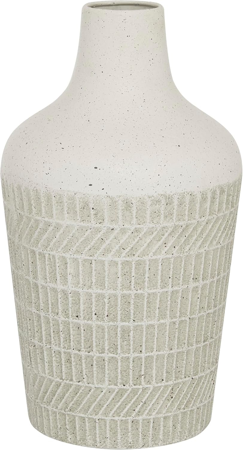 DecMode 13" Textured White Metal Vase