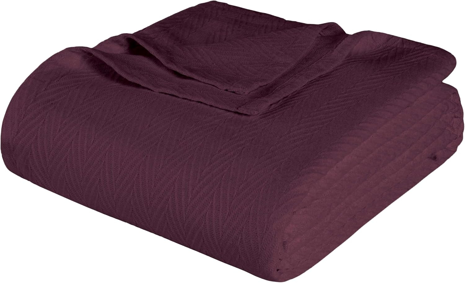 Superior Dobbyweave Knit Cotton Blanket, All Season Breathable Bed Blanket, Twin 66" x 90", Plum
