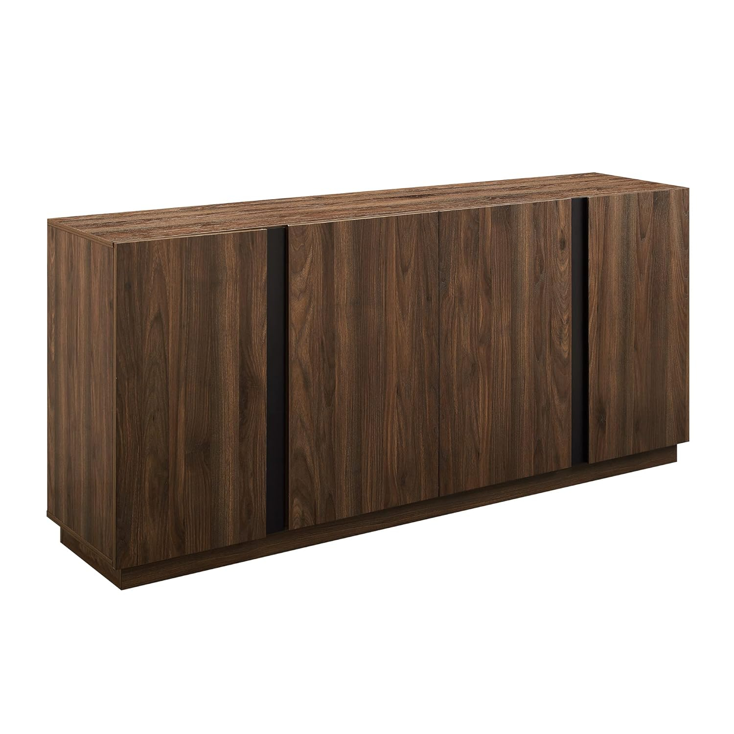 Walker Edison Liss Contemporary 4-Door Minimalist Sideboard, 70 Inch, Dark Walnut