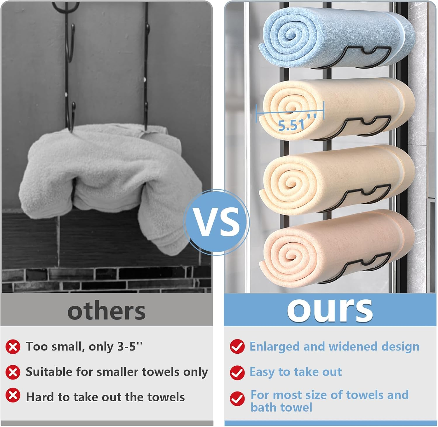 9-Tier Over The Door Towel Rack,Towel Racks for Bathroom, Metal Towel Holder with Storage Basket,Towel Storage for Small Bathroom,Towel Rack for Rolled Towels,Black