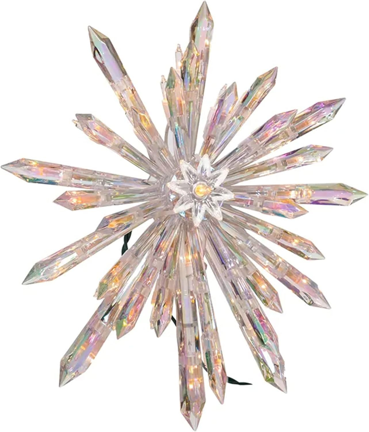 Kurt Adler 13.5" Clear Crystal Snowflake Tree Topper with Lights