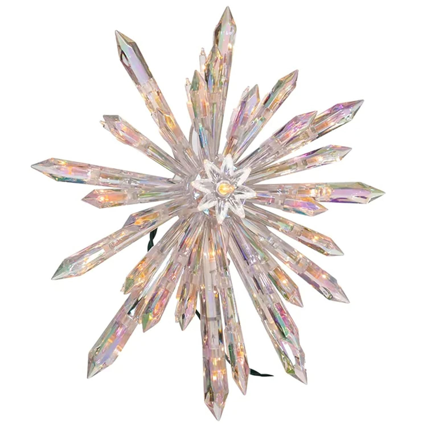 Kurt Adler 13.5" Clear Crystal Snowflake Tree Topper with Lights