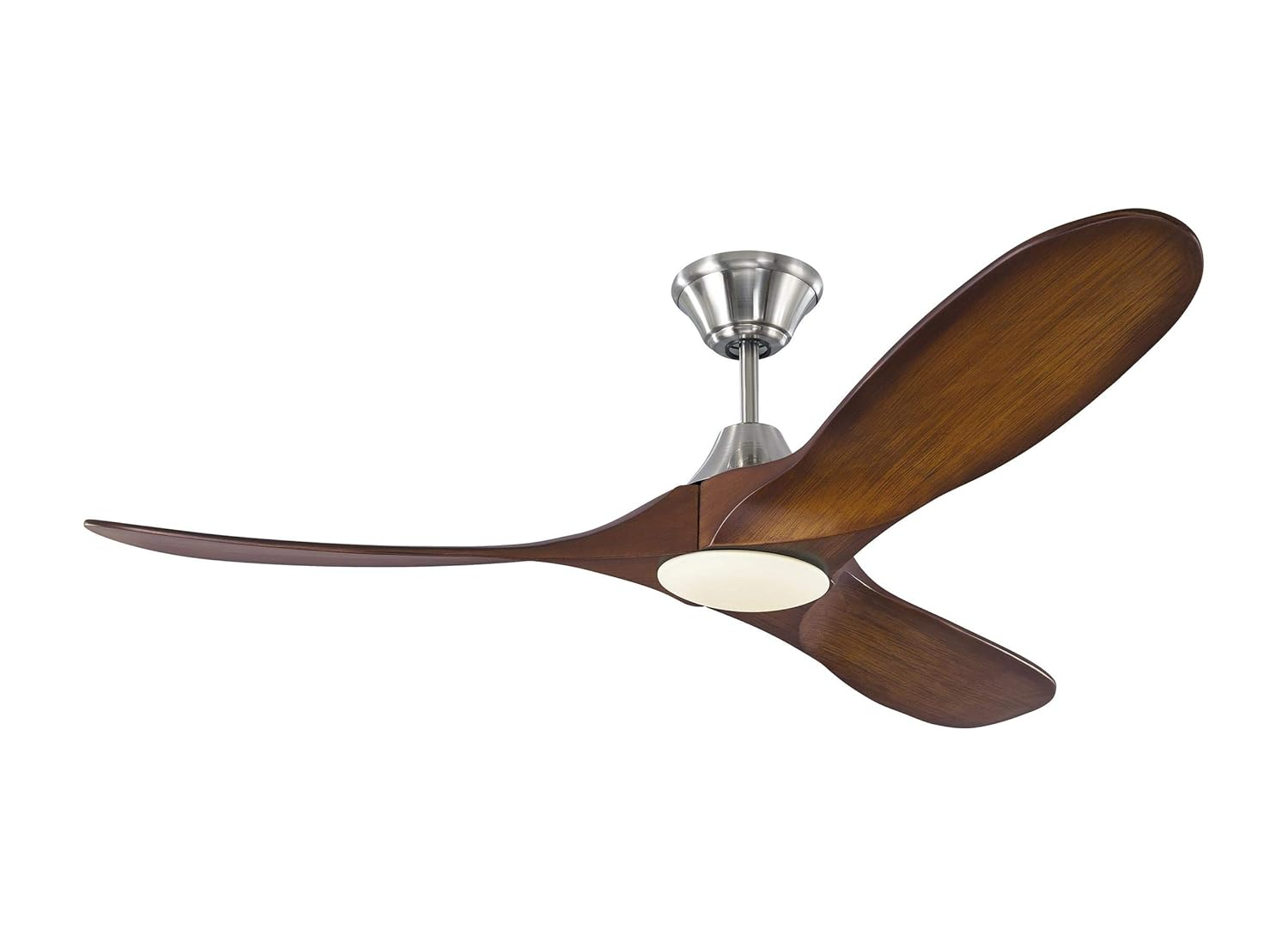 52-Inch Brushed Steel and Walnut LED Ceiling Fan