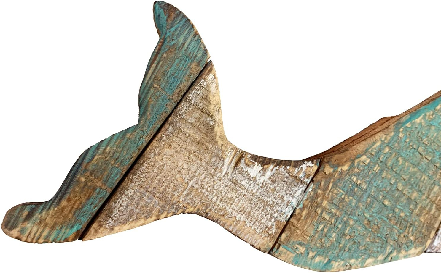 Rustic Wooden Nautical Hanging Handcarved Whale Wall Decor, Distressed Whale Wall Sculpture Indoor Outdoor Beach Themed Decoration 16''H