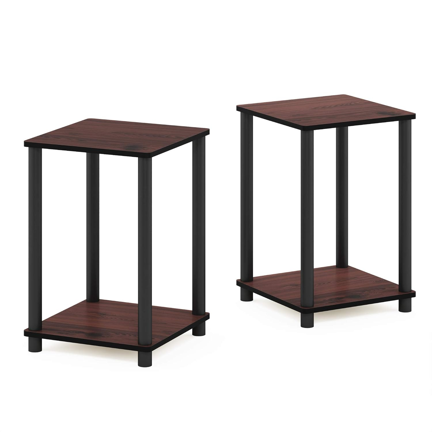 Furinno Turn-N-Tube Haydn End Table, Dark Cherry/Black, Set of 2