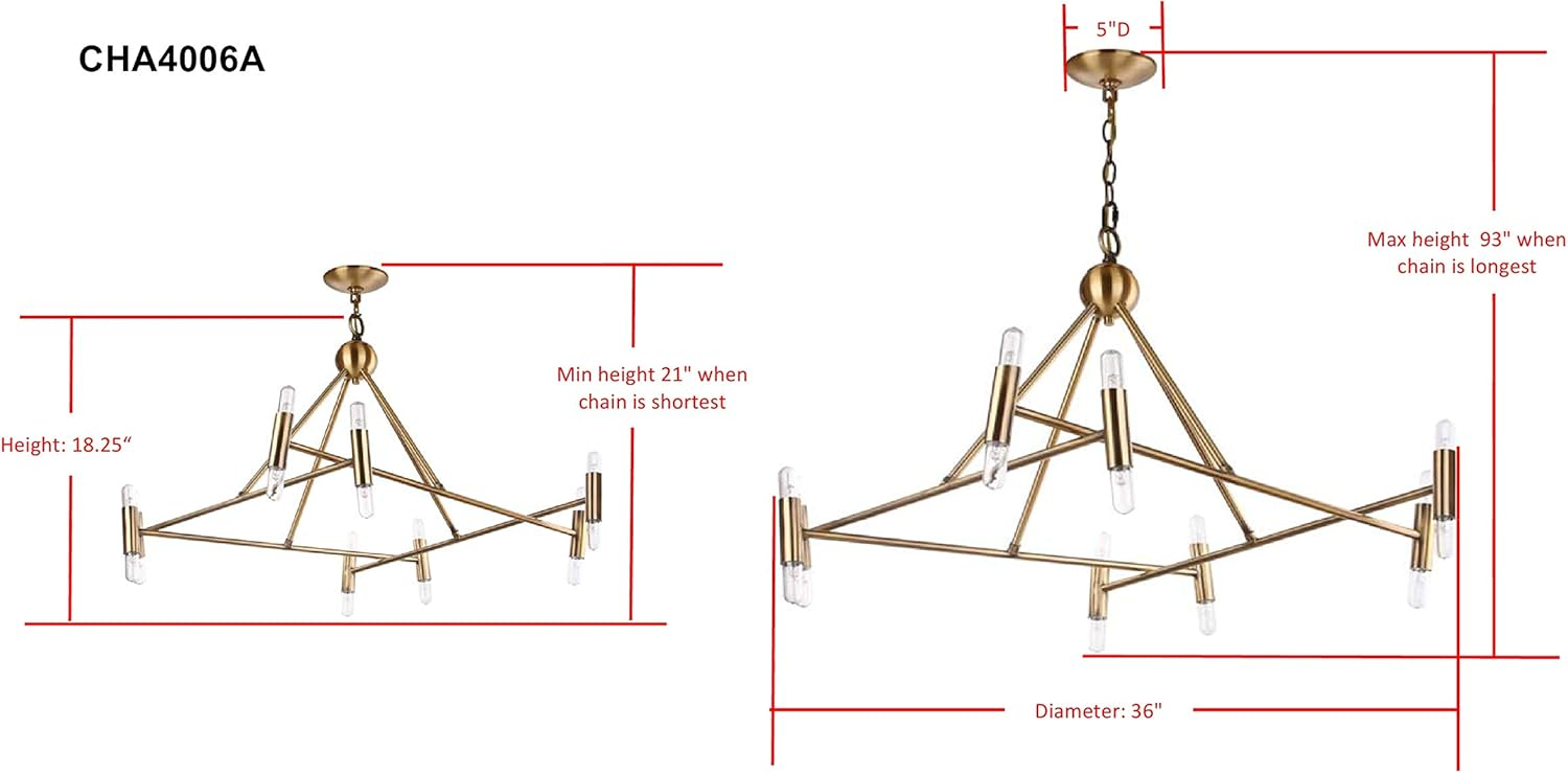 Hegarty 16 Light 36" Chandelier - CHA4006 - Brass - Safavieh