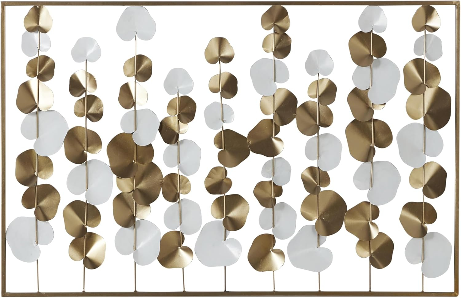 DecMode Gold Metal Floral Wall Decor with White Accents