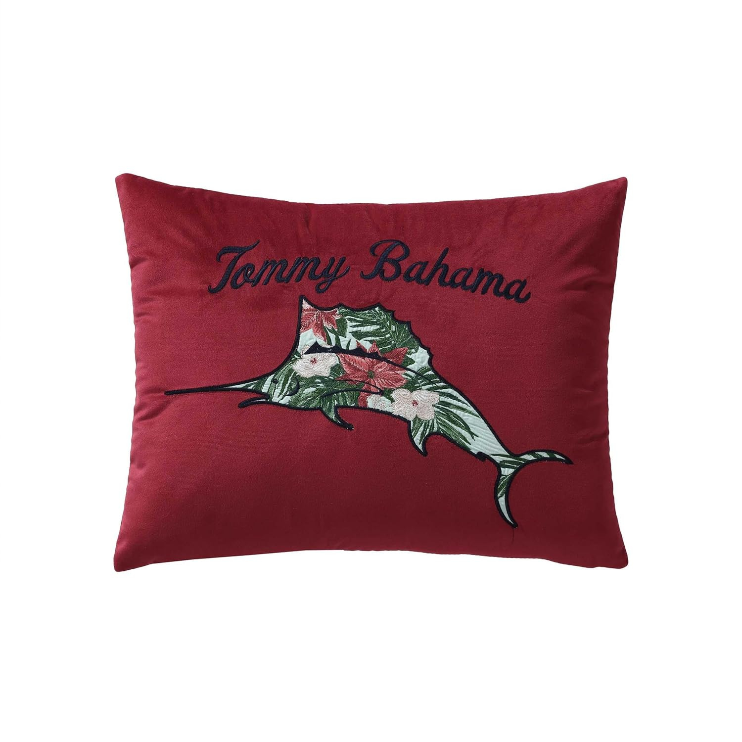 Tommy Bahama Throw Pillow Decorative Pillow with Zipper Enclosure, Super Soft and Cozy Home Decor, Holiday Marlin Red