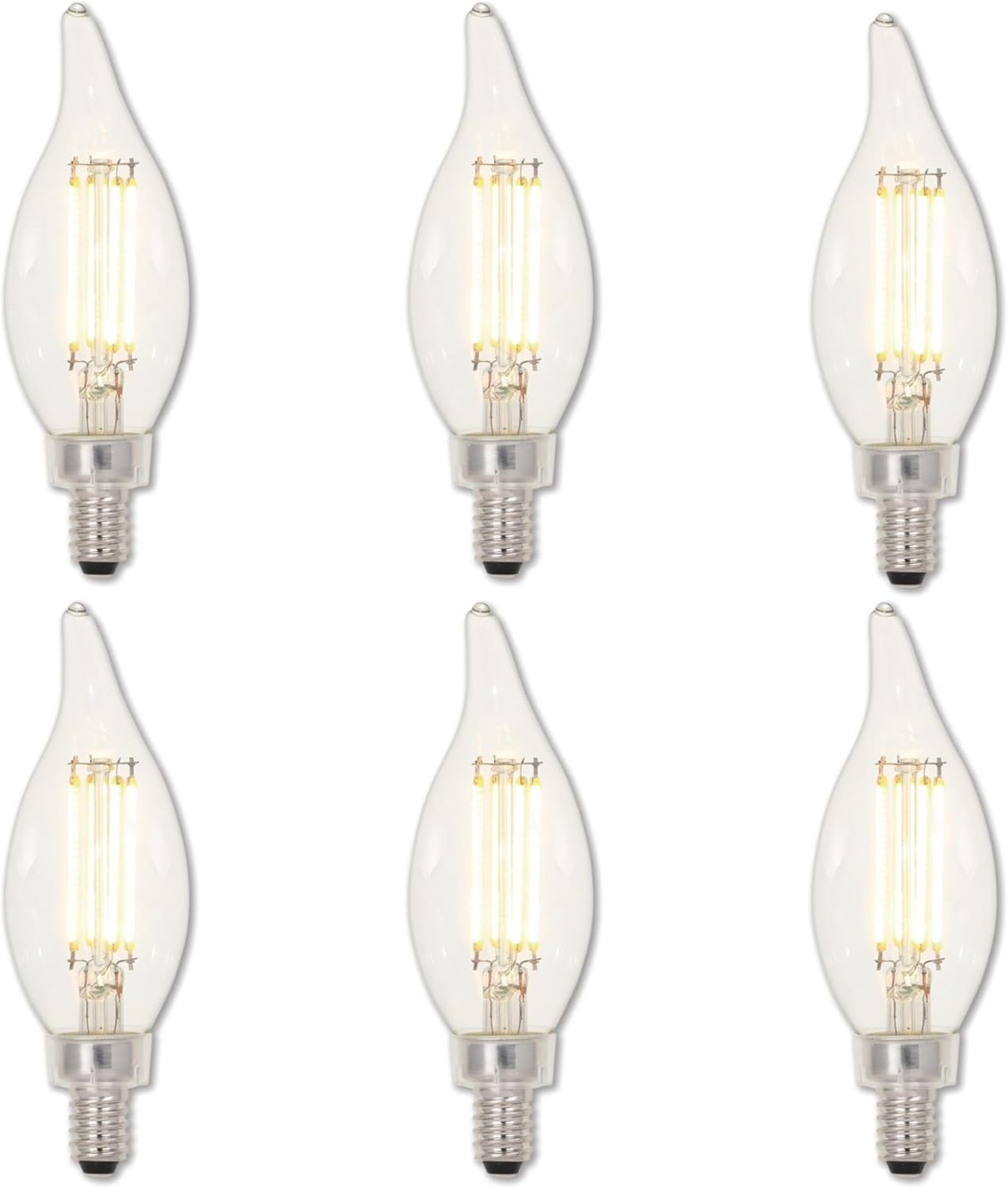 60-Watt Equivalent CA11 Dimmable Clear E12 Edison Filament LED Light Bulb 3000K (6-Pack)