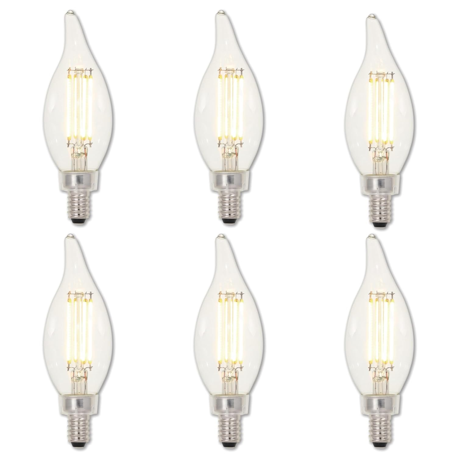 60-Watt Equivalent CA11 Dimmable Clear E12 Edison Filament LED Light Bulb 3000K (6-Pack)