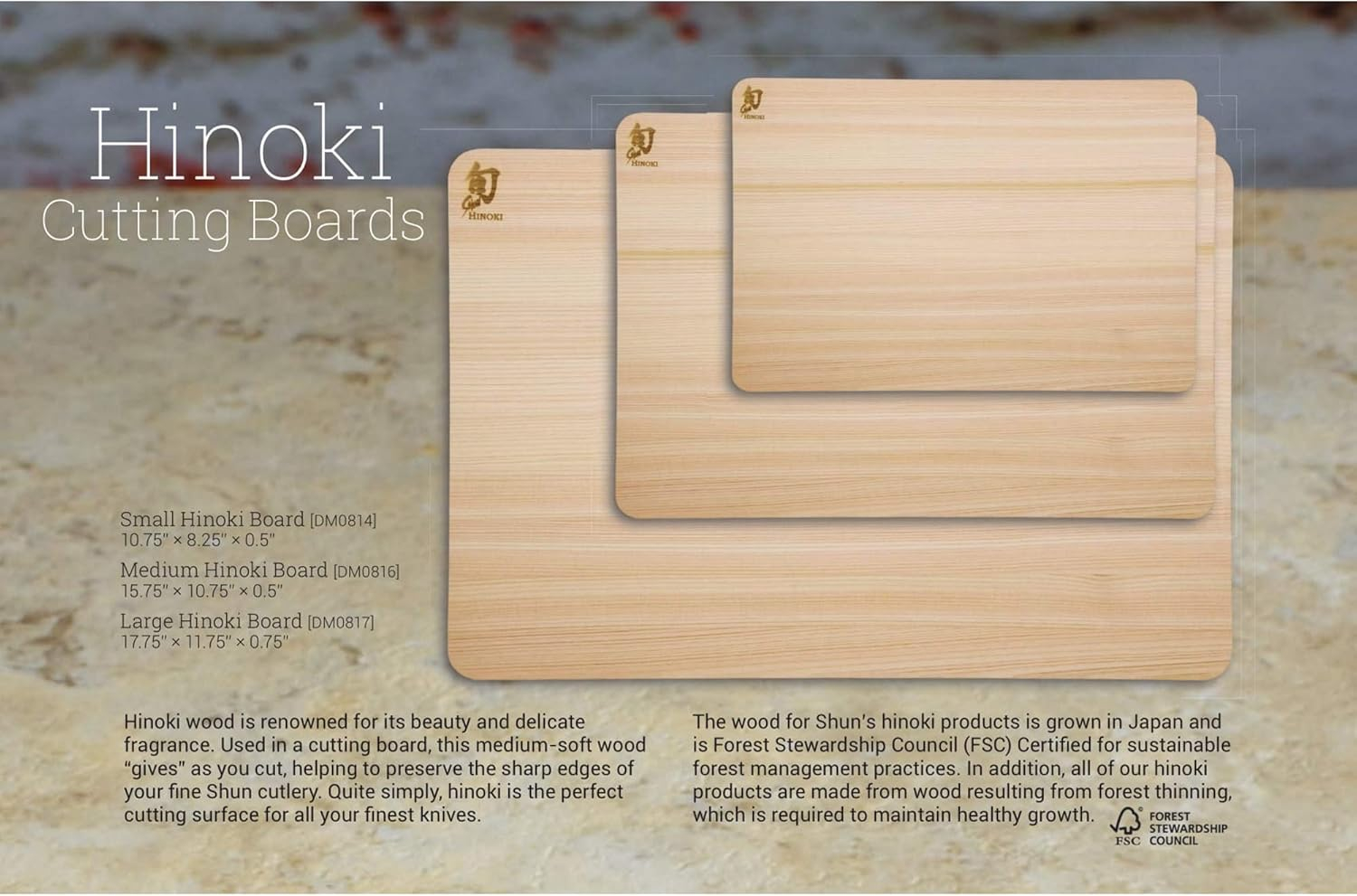 Shun DM0816 Hinoki Cutting Board, Medium