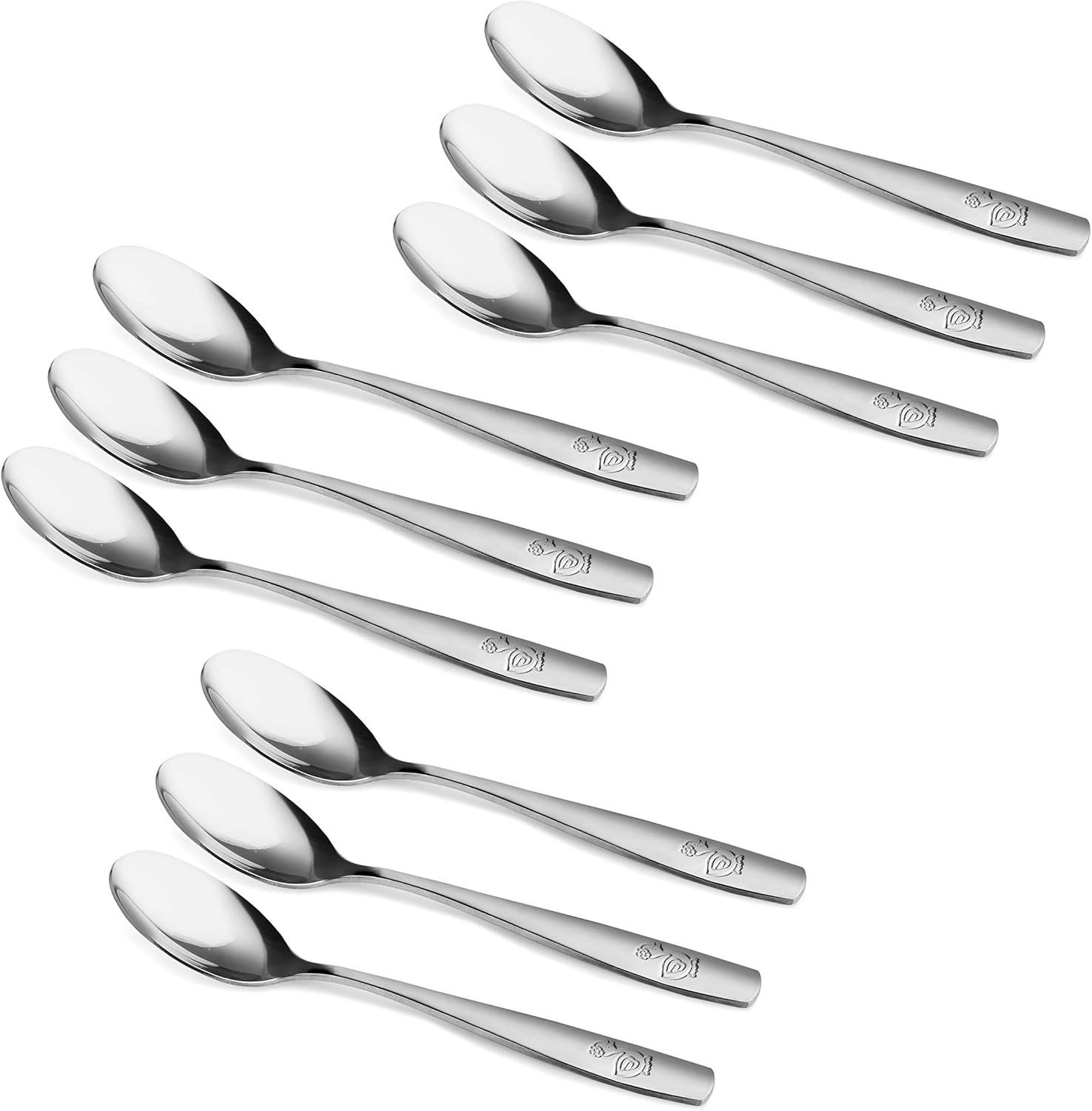 9 Piece Stainless Steel Kids Spoons, Kids Cutlery, Child and Toddler Safe Flatware, Kids Silverware, Kids Utensil Set, Includes A Total of 9 Spoons for Great Convenience, Ideal for Home and Preschools