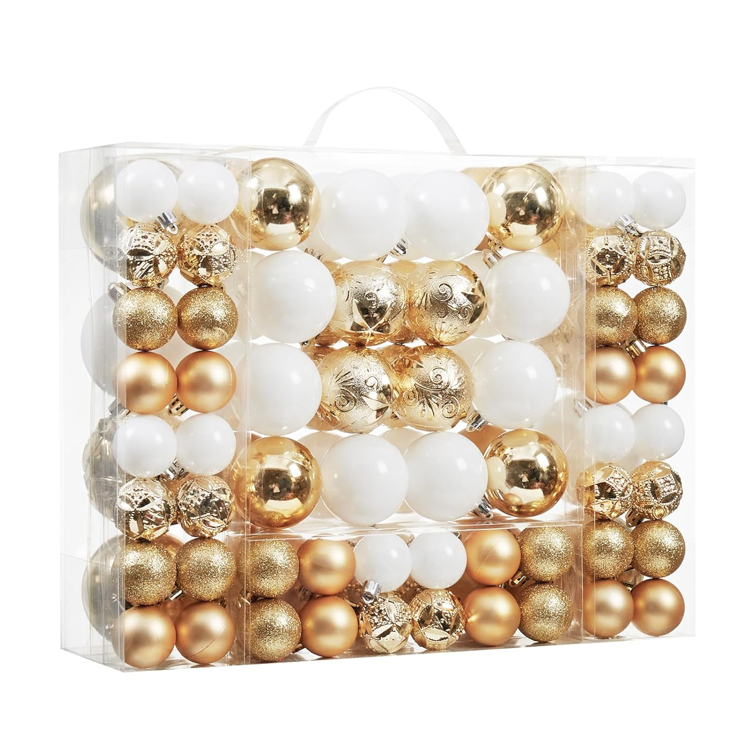 87-Pack Shatterproof Christmas Ball Ornaments Set, Christmas Tree Decorations with Hand-held Gift Package for Xmas Tree Holiday Wedding Party, Gold