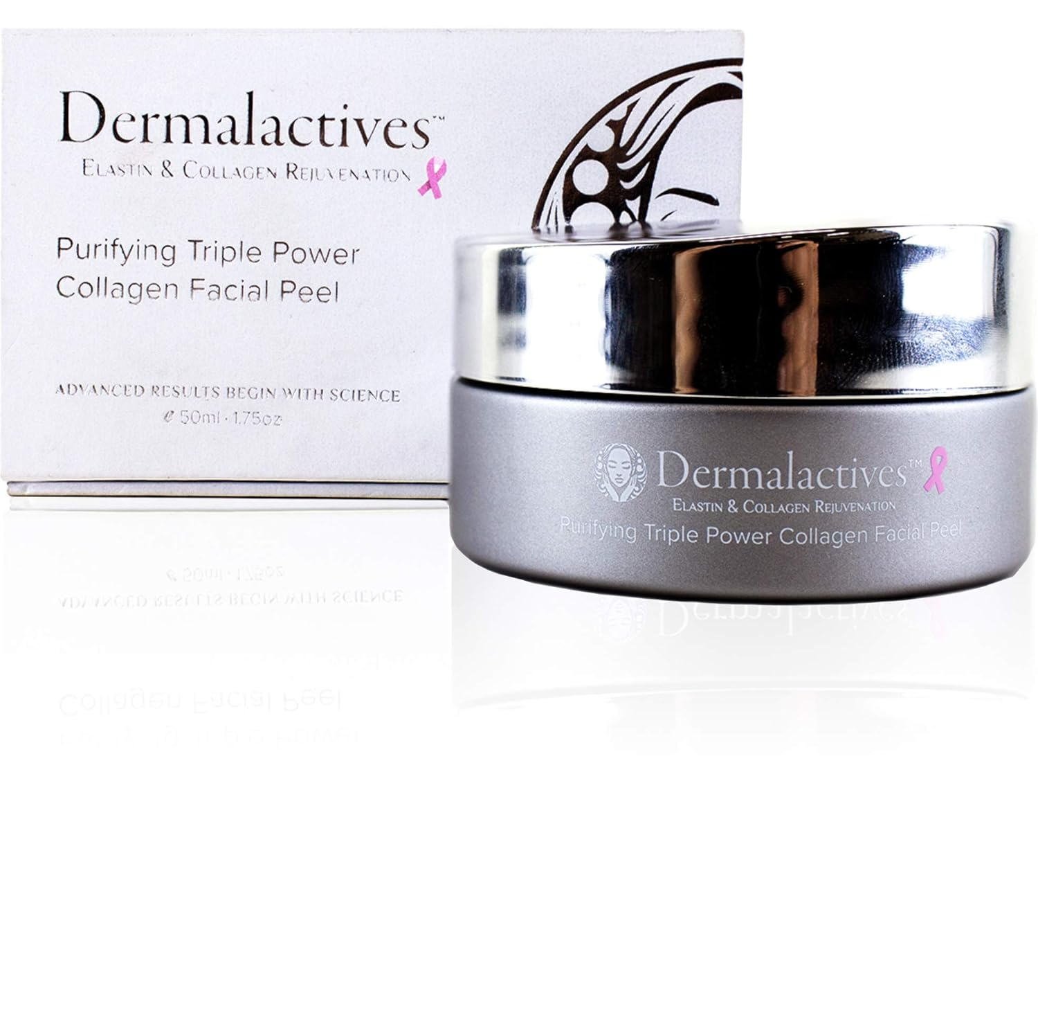 Dermalactives Purifying Triple Power Collagen Facial Peel - Eliminate Clogged Pores and Improve Elasticity Using Protein Rich Collagen and Elastin