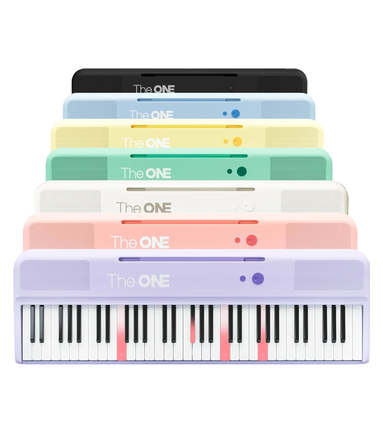 The ONE Smart Keyboard COLOR 61 Lighted Keys Piano Keyboard, Electric Piano for Beginners with 256 Tones, 64 Polyphony, Built-in LED Lights & Apps, Supports USB MIDI/Headphones (Purple)