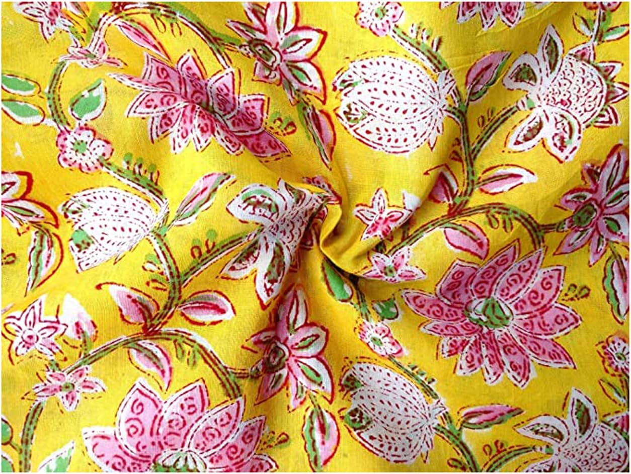 Rastogi Handicrafts 100% Pure Cotton Hand Block Printed Fabric Width - 44 Inches Size 1 Yard (Fabric 12)