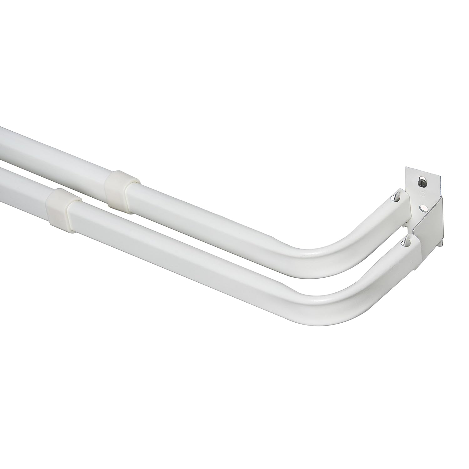 Kenney 48-86" Basic Steel Adjustable Double Curtain Rod, White