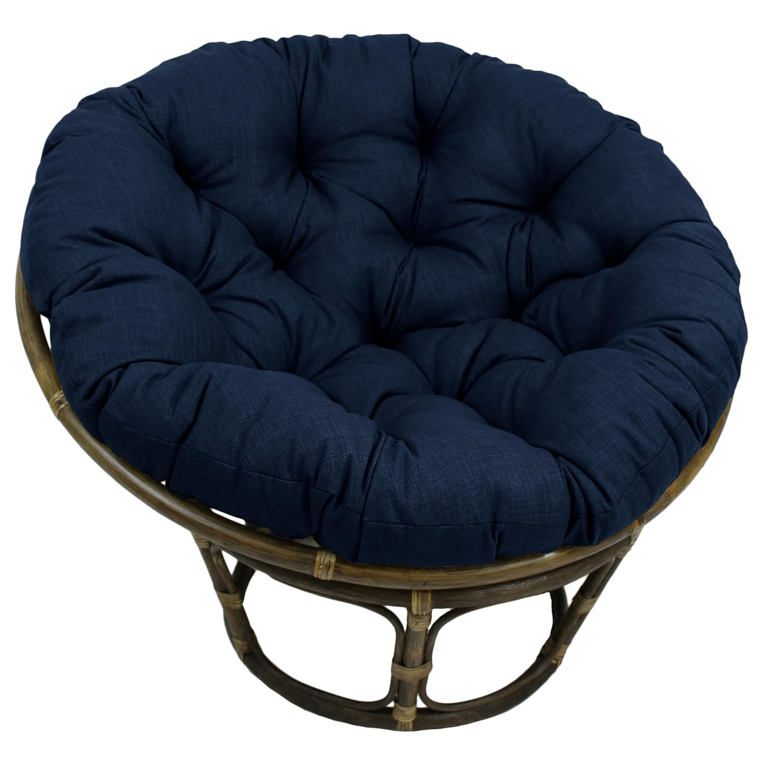 Navy Blue Polyester Tufted Papasan Chair Cushion, 44-inch