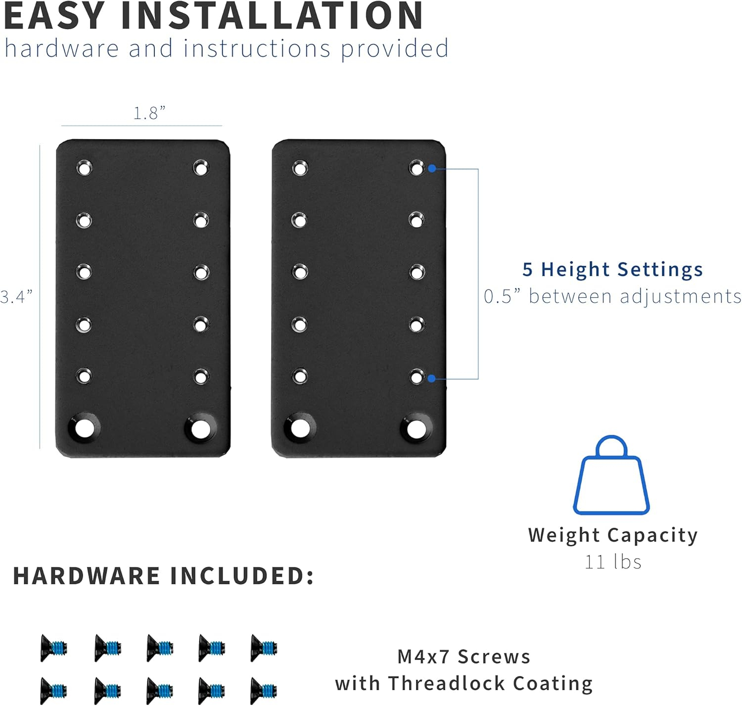VIVO Steel Height Adjustment Kit Brackets for Computer Keyboard and Mouse Trays, Fits MOUNT-KB05A, MOUNT-KB05D, MOUNT-KB05E, and More, Black, MOUNT-KB5SP
